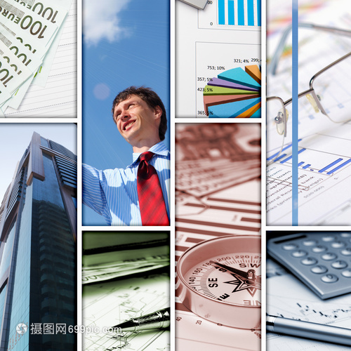 財務商業圖表的拼貼